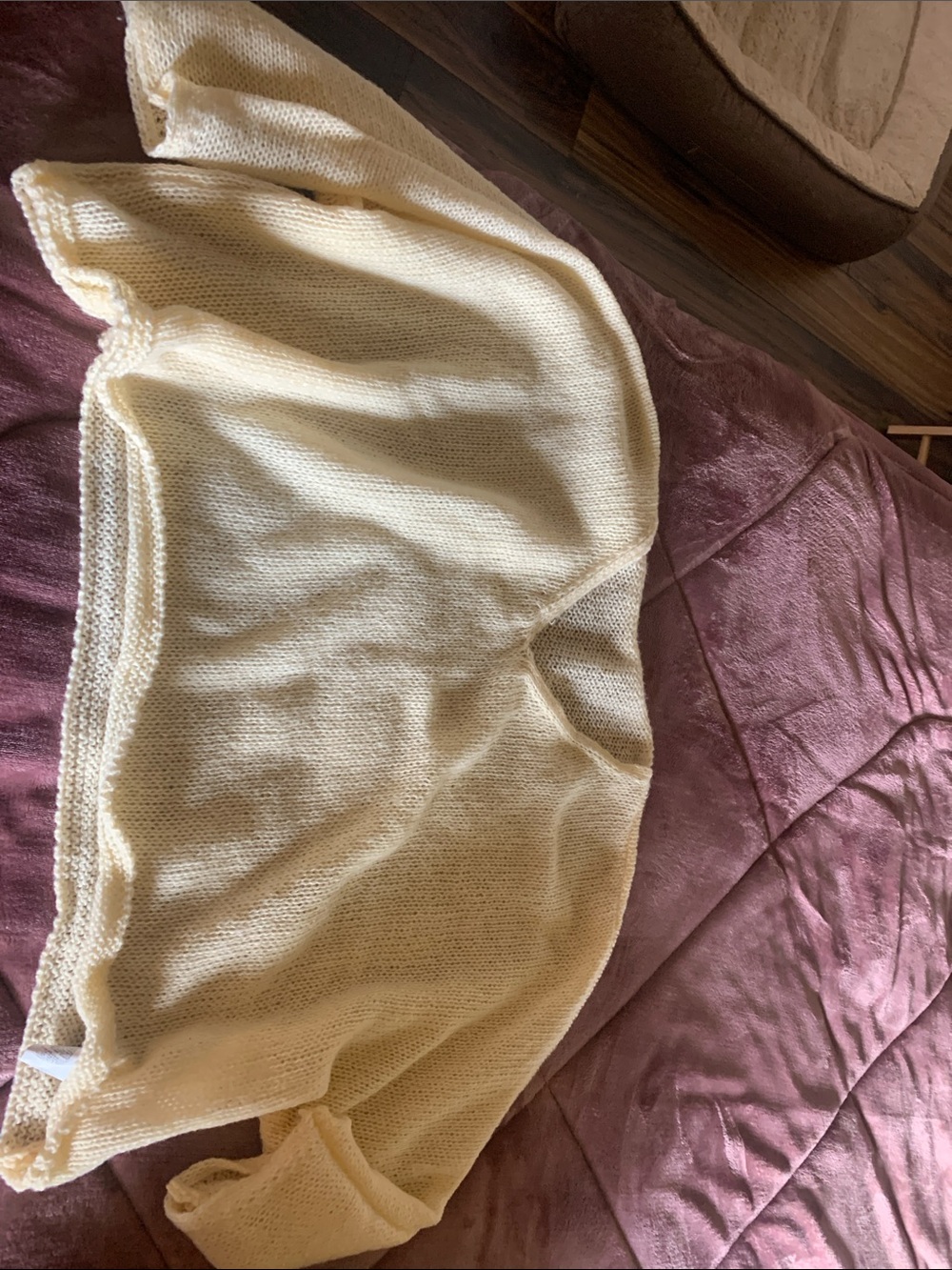 SHEIN Light Cream Open-Knit Pullover Sweater
